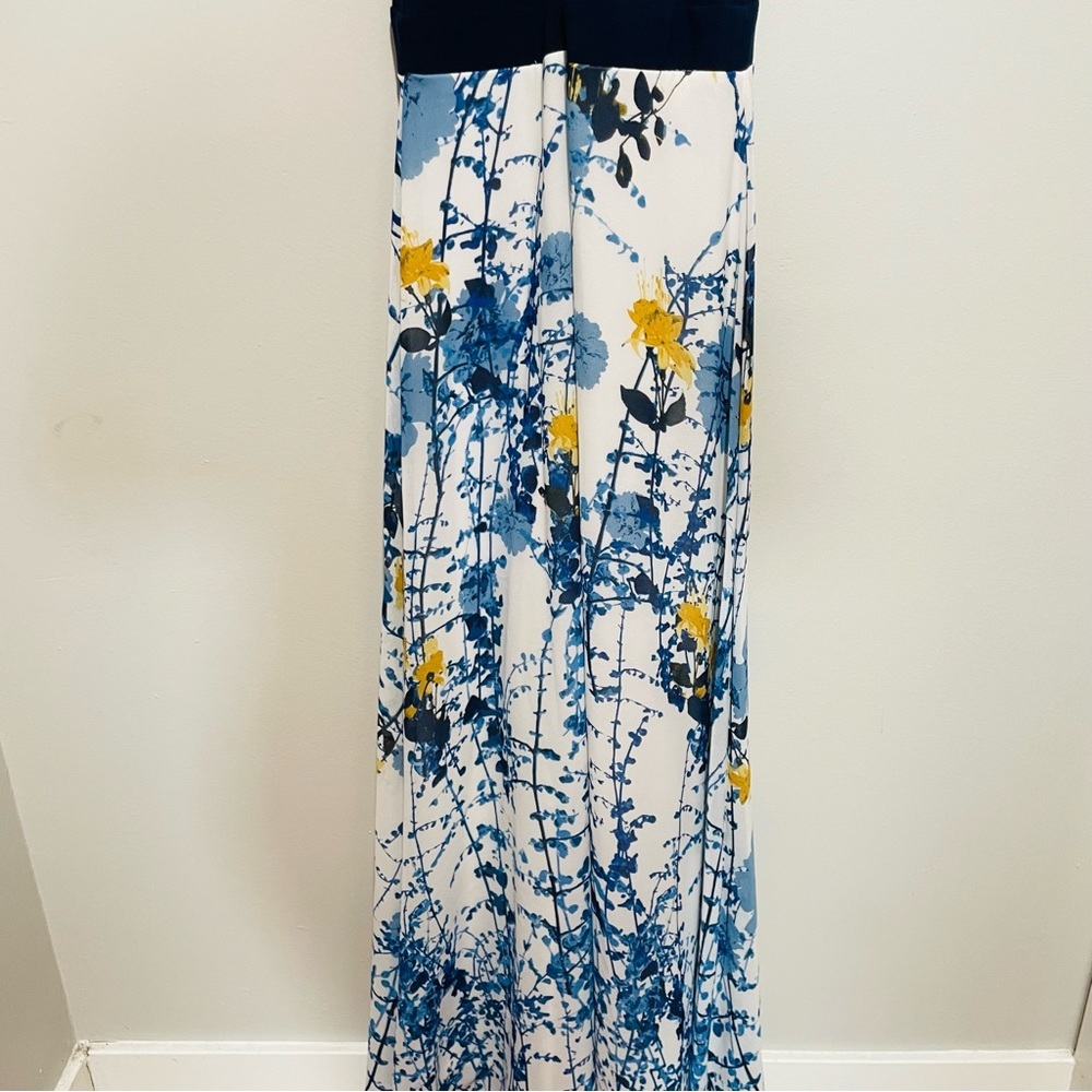 Danny & Nicole Navy Blue and White Maxi Dress - Picture 2 of 12